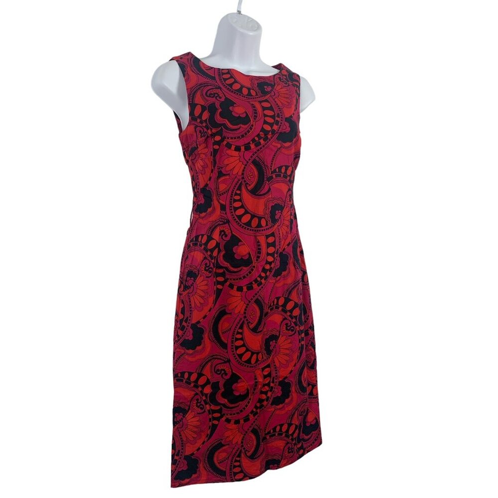 H&M Junior Red & Black Printed Sleeveless Boat Neck Sheath Dress Size 4 Small - Picture 3 of 11